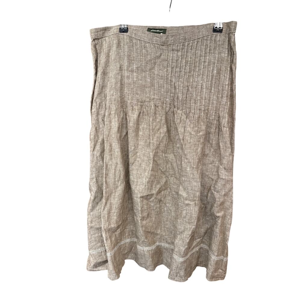 Eddie Bauer Linen-Blend Midi Skirt in Light Brown